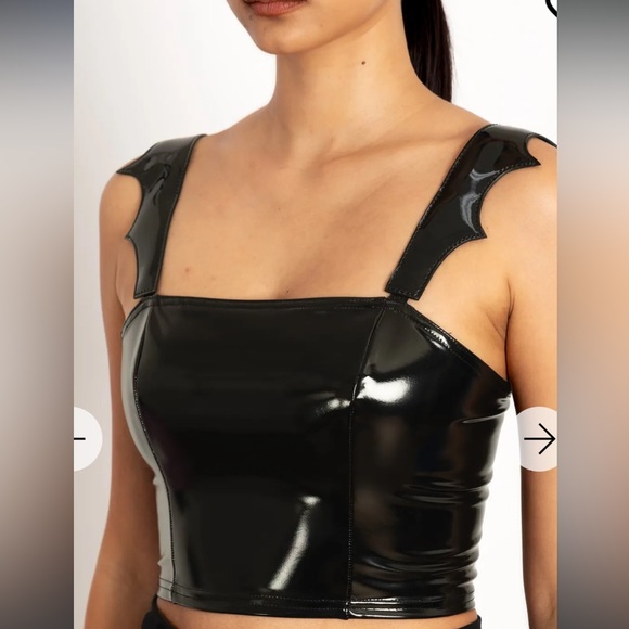 Blackmilk Tops - Batwing PVC Bustier Crop
